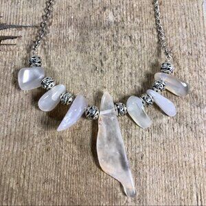 Spiked Chalcadony & Beaded Necklace